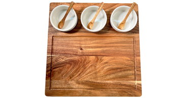 Acacia Charcuterie Board with Serving Bowls 